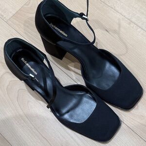 Reformation Classic Black Square-Toe Heels